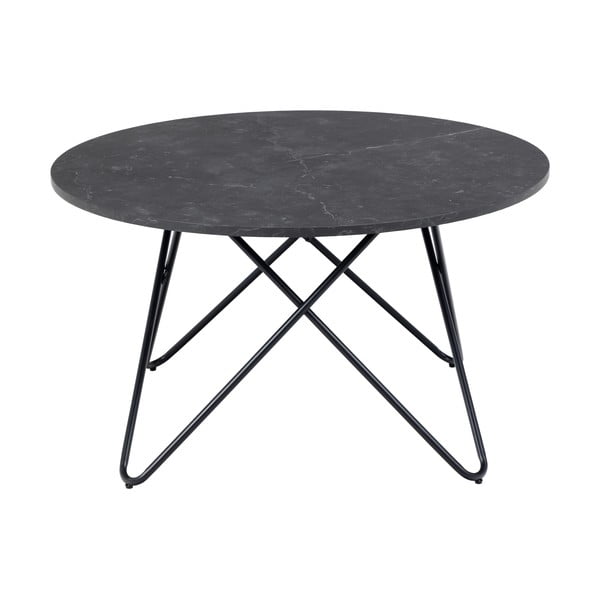 Черна кръгла масичка за кафе с плот от имитация на мрамор ø 80 cm Wyre – Actona-image-4