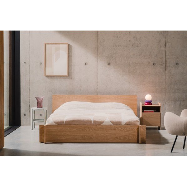 Двойно легло 200x200 cm ПДЧ/от шперплат от декор от дъб  с включена подматрачна рамка в естествен цвят Valt – noo.ma-image-2