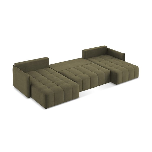 Разтегателен ъглов диван с място за съхранение в цвят каки (U форма) Moku – Makamii-image-3