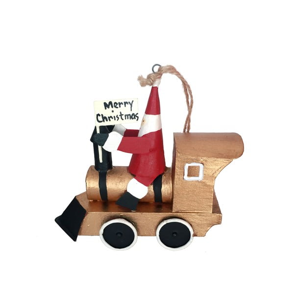 Висяща коледна украса Santa in Gold Train - G-Bork