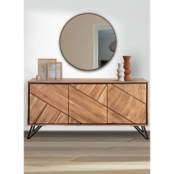 Скрин от масивна акация в естествен цвят 150x76x40 cm Ambala – Interia Home & Living-image-1