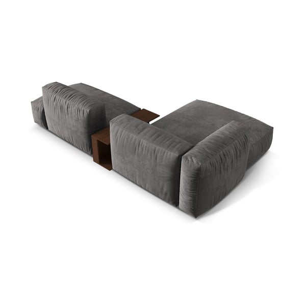 Сив кадифен модулен ъглов диван (ляв ъгъл) Martina – Micadoni -image-3