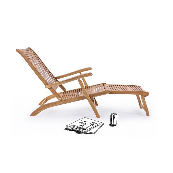 Градински шезлонг от масивно дърво в естествен цвят Noemi – Bizzotto-image-2