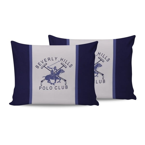Комплект от 2 памучни калъфки за възглавници Polo Club Blue, 50 x 70 cm - Beverly Hills Polo Club