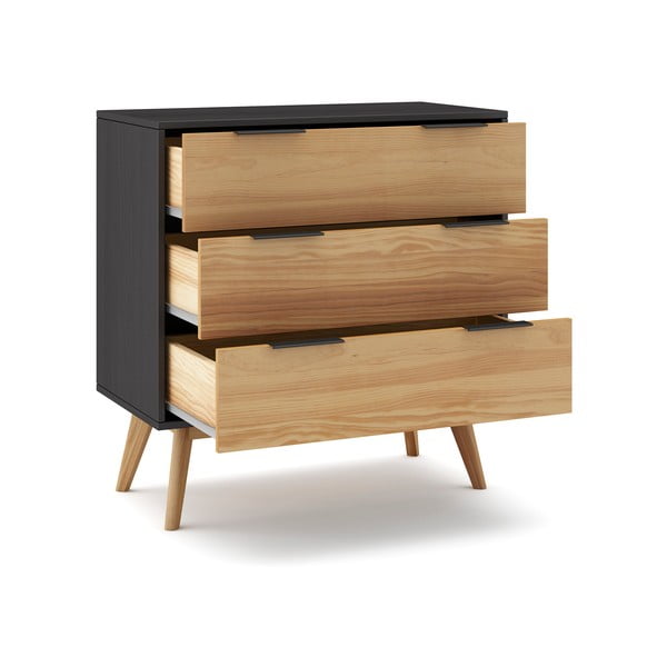 Висок скрин от черен/натурален бор 80x83 cm Lavis - Marckeric-image-4