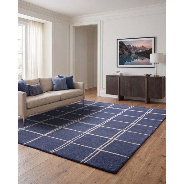 Син ръчно изработен вълнен килим 160x230 cm – Asiatic Carpets-image-1
