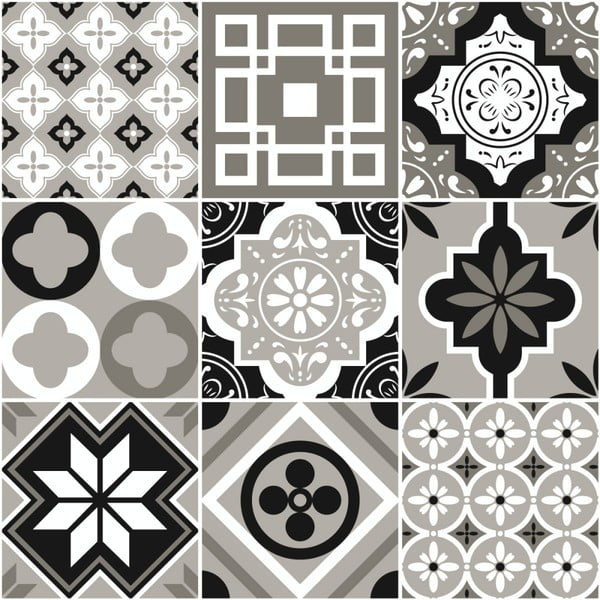 Комплект от 9 стикера за стена Cement Tiles Charltina, 10 x 10 cm - Ambiance