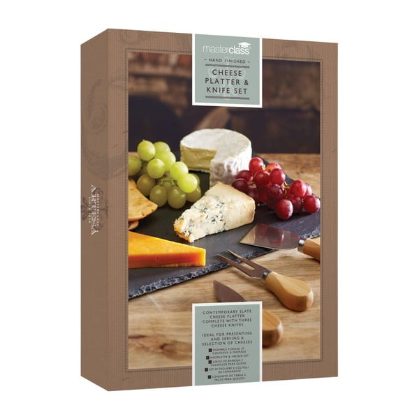 Комплект ножове за сирене и дъска за рязане от шисти , 35 x 25 cm Master Class Artesà - Kitchen Craft-image-2