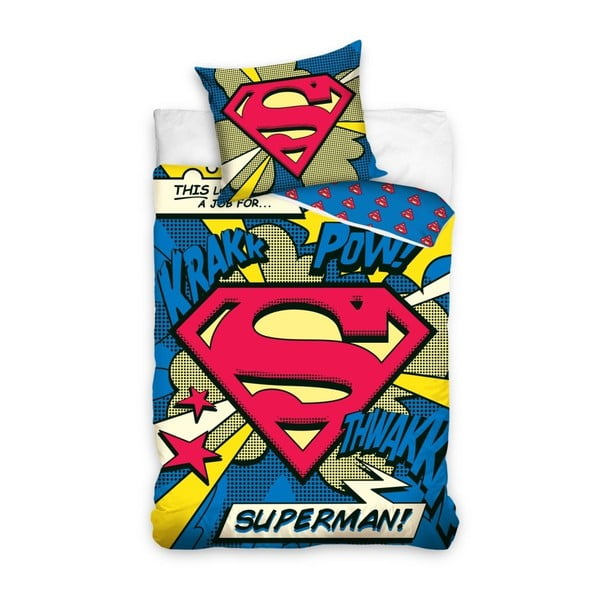Детско памучно спално бельо за единично легло Superman Logo, 160 x 200 cm - CARBOTEX