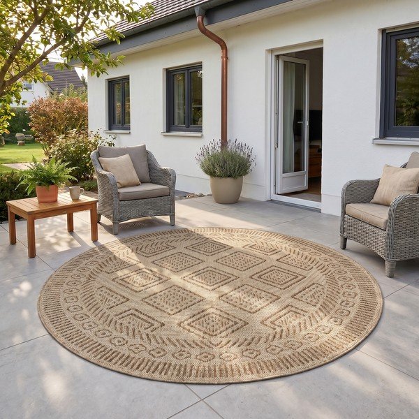 Бежов кръгъл килим за открито и закрито ø 160 cm Mira 1452 – Ayyildiz Carpets-image-1