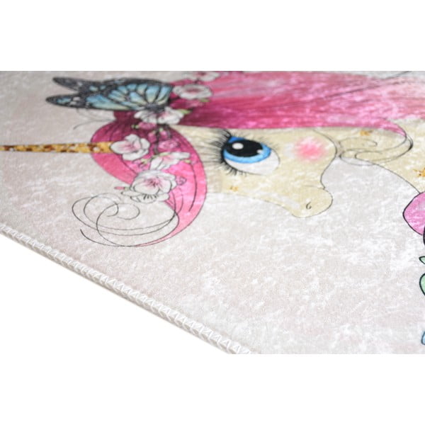 Детски килим подходящ за пране в цвят слонова кост 160x230 cm Cute Unicorn – Vitaus-image-2