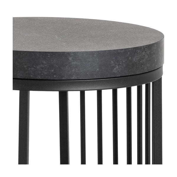 Черно нощно шкафче с плот от имитация на мрамор Strington – Actona-image-4