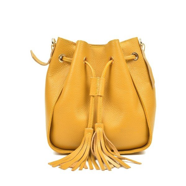 Жълта кожена чанта Jessie - Carla Ferreri-image-1