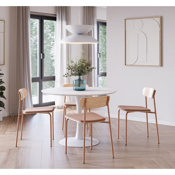 Трапезни столове в комплект от 2 броя в червено-естествен цвят Adriana - Marckeric-image-1