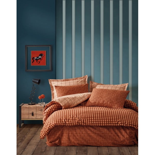 Оранжев чаршаф за двойно легло от памук Ранфорс, 240 x 260 cm Rane - Mijolnir