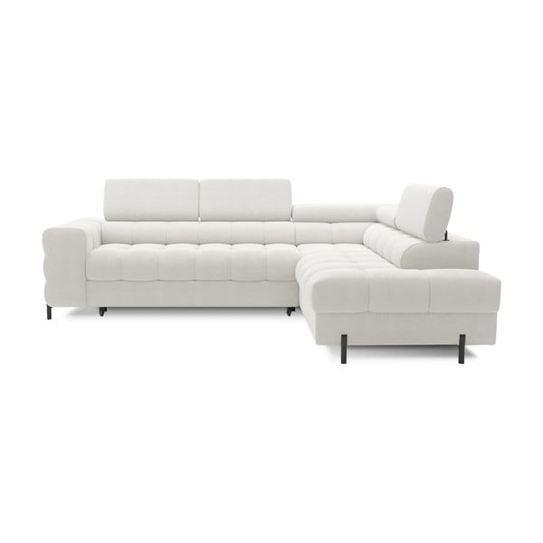 Кремав разтегателен ъглов диван с място за съхранение от букле (десен ъгъл L форма) Ferucce – ELTAP