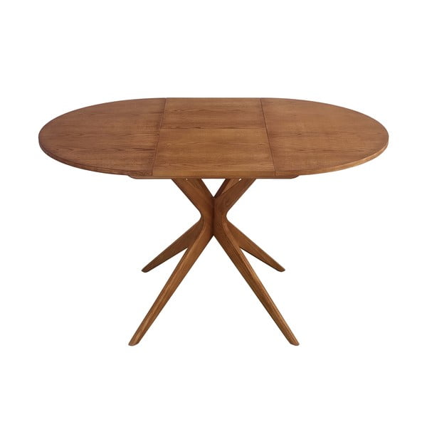 Кръгла сгъваема трапезна маса с допълнителна плоча от декор от дъб  ø 90 cm Jubi – Ragaba-image-3