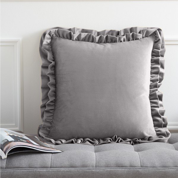 Кадифена декоративна възглавница 43x43 cm Velvet Double Frill – Catherine Lansfield-image-1