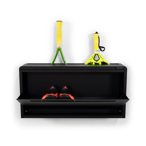 Черна метална накланяща се/висяща стойка за обувки 76x38x18 cm Sportiva – Spinder Design-image-3