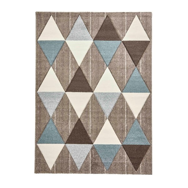 Béžovomodrý koberec Think Rugs Brooklyn Triangles, 160 x 220 cm