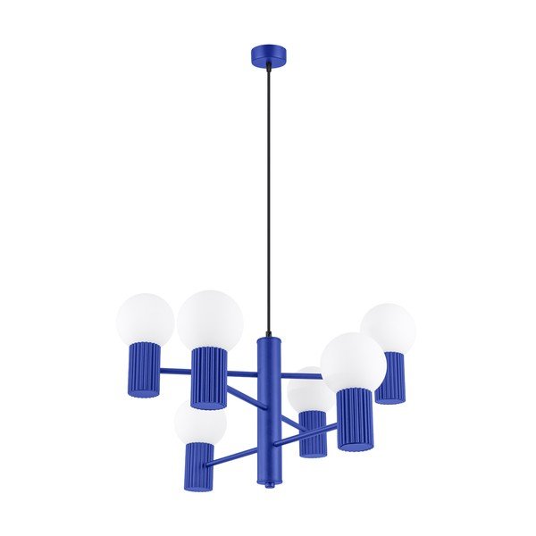 Синьо  висящо осветително тяло със стъклен абажур Orbital – Sollux