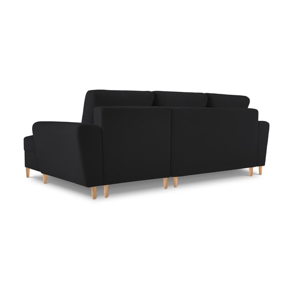 Черен разтегателен ъглов диван с място за съхранение от прежда с примки от букле (десен ъгъл) Kyoto – Cosmopolitan Design-image-4