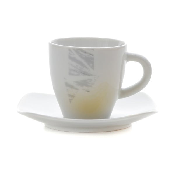 Комплект от 6 порцеланови чаши за кафе с чинийки Moris Mustard - Kasanova