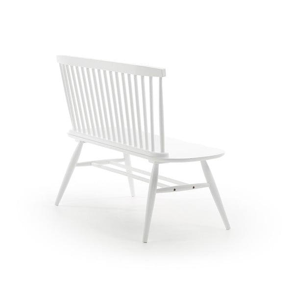 Bílá sedací lavice z kaučukového dřeva Kave Home Slover, 120 x 53 cm-image-3