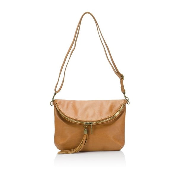 Кафява кожена чанта Renae в цвят коняк - Lisa Minardi