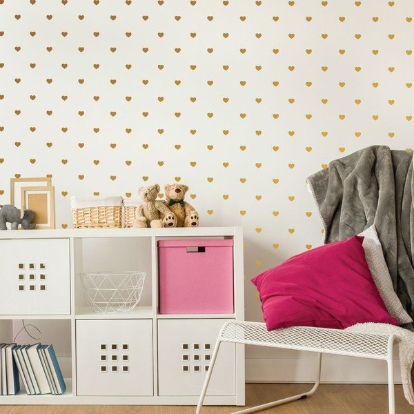 Комплект от 100 стикера за стена Golden Heart - Ambiance-image-1