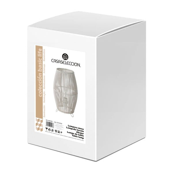 Бяла бамбукова настолна лампа с бамбуков абажур (височина 29 см) - Casa Selección-image-3