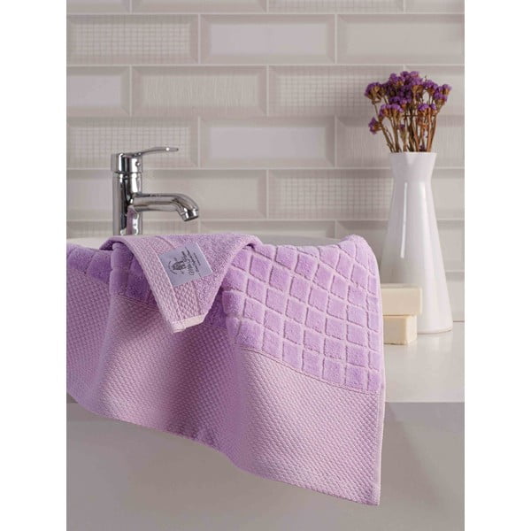 Лилави памучни хавлии и кърпи за баня в комплект от 2 бр. от тери Square – Mila Home-image-2