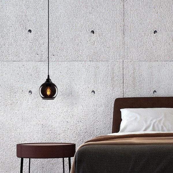 Черно висящо осветително тяло със стъклен абажур ø 15 cm Smoked – Opviq lights-image-4