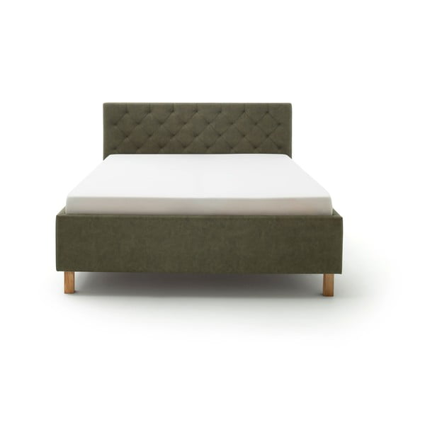 Зелено двойно легло 180x200 cm тапицирано с място за съхранение с включена подматрачна рамка San Remo – Meise Möbel-image-2
