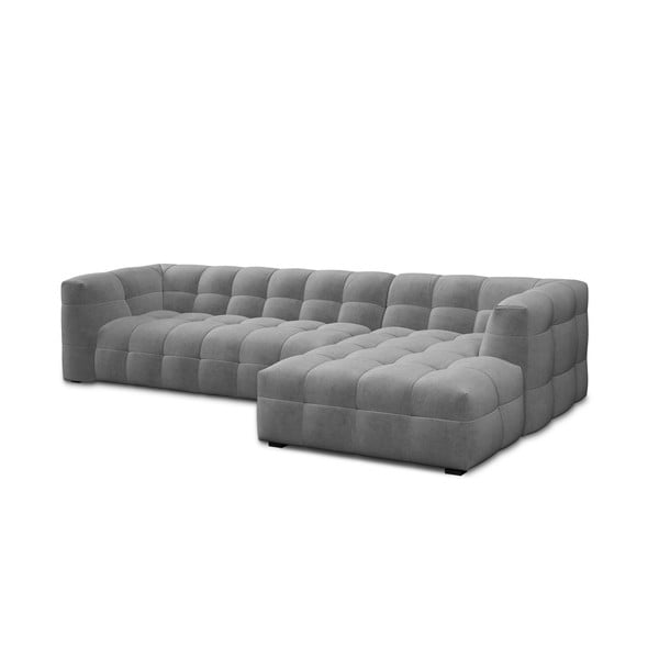 Ъглов диван от сиво кадифе , десен ъгъл Vesta - Windsor & Co Sofas-image-3