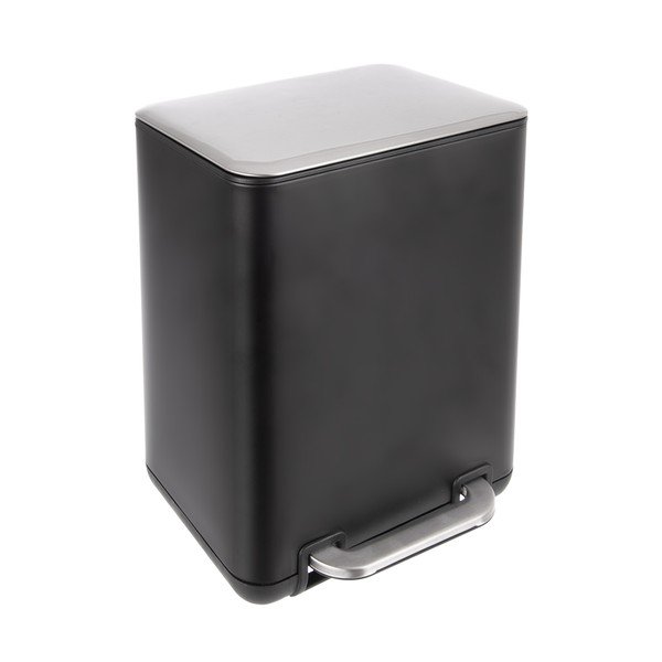 Черно кошче за боклук с педал от неръждаема стомана 20 l Black – Orion