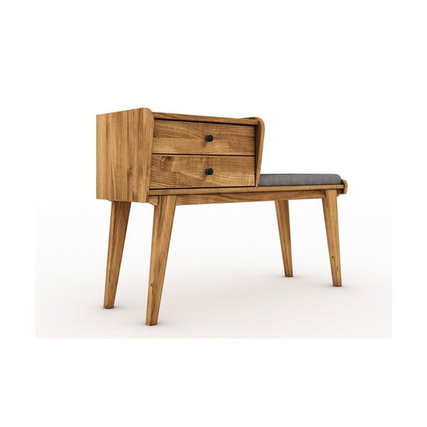 Пейка с чекмеджета от дъбова дървесина със светлосива седалка Retro - The Beds