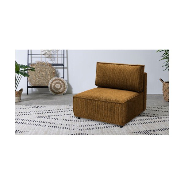 Модул за диван от велур в цвят горчица, централна част Nihad modular – Bobochic Paris-image-1