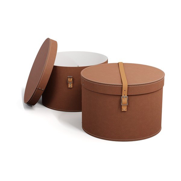 Кафяви картонени кутии за съхранение в комплект 2 бр. с капаци ø 37,5x25 cm Rut Restore Paper Laminate – Bigso