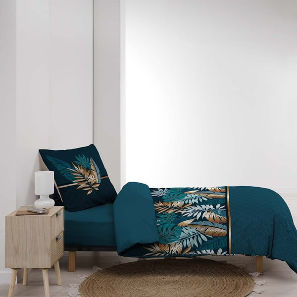 Единично  памучно спално бельо в петролен цвят 140x200 cm Alianor – douceur d'intérieur-image-4