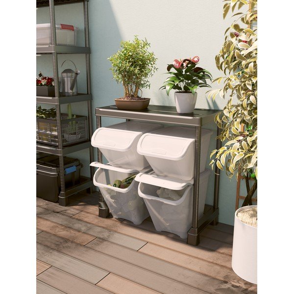 Бяла пластмасова кутия за съхранение с капак 55x39x46 cm All In Box – KIS-image-1