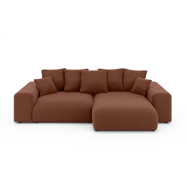 Разтегателен ъглов диван с място за съхранение в тухлен цвят (променлив) Luma – Ropez
