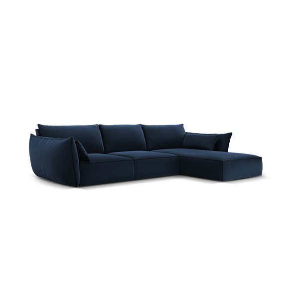 Тъмносин кадифен ъглов диван (десен ъгъл) Vanda – Mazzini Sofas-image-2