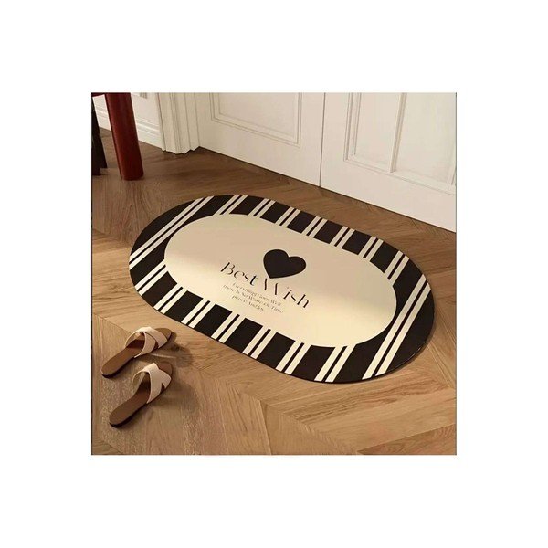 Черен/кремав килим за баня 60x100 cm Best Wish – Foutastic-image-1