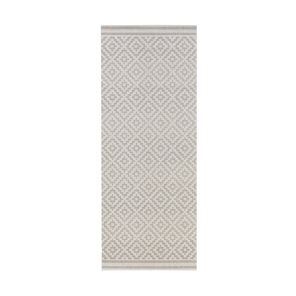 Šedý koberec vhodný do exteriéru Bougari Karo, 80 x 150 cm