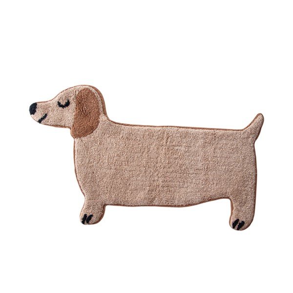 Бежов текстилен килим за баня 47x80 cm Sausage Dog – Sass & Belle