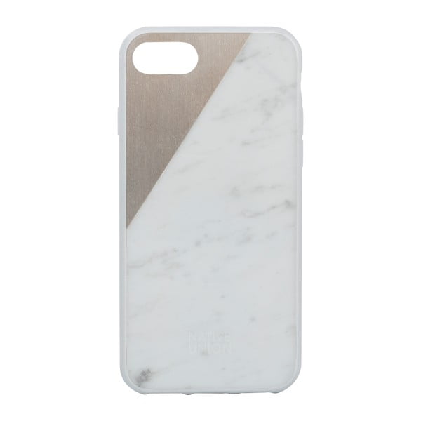 Бял калъф за мобилен телефон с мраморни детайли за iPhone 7 и 8 Clic Marble Metal - Native Union