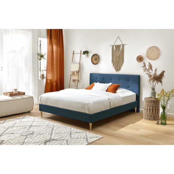 Синьо тапицирано двойно легло с решетка 180x200 cm Rory - Bobochic Paris-image-3