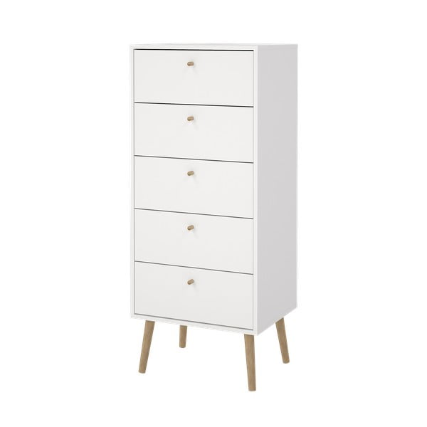 Бял висок скрин с чекмеджета 50x120 cm Bodo - Tvilum-image-4