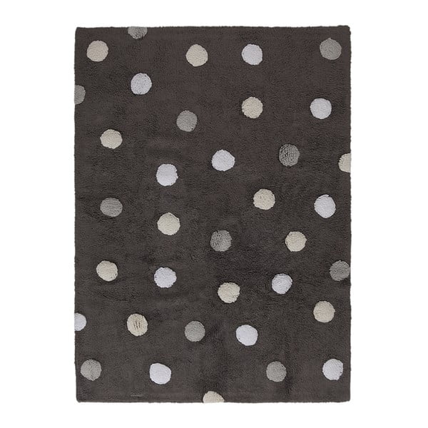 Tmavě šedý bavlněný ručně vyráběný koberec s šedými puntíky Lorena Canals Polka, 120 x 160 cm